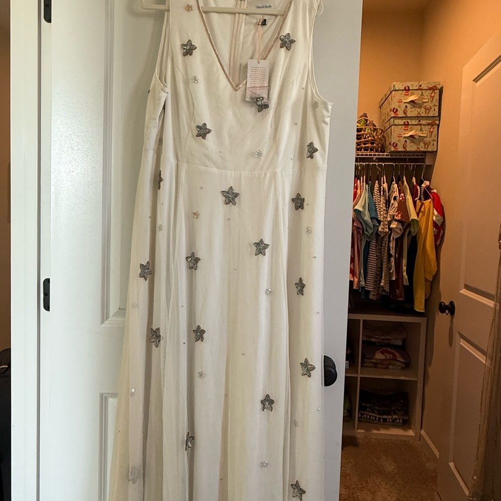 White Embellished Star Maxi Dress - ModCloth